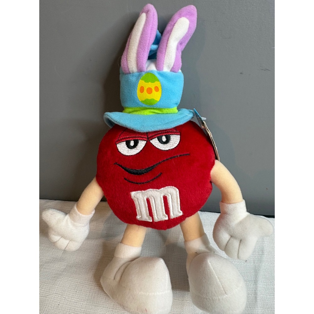 M&M's Red Character Easter Plush Bunny Ears Top Hat 2005 Collectible Toy